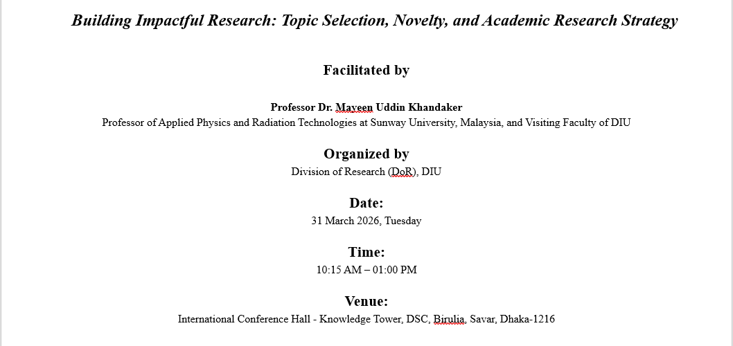 Seminar on  “Building Impactful Research: Topic Selection, Novelty, and Academic Research Strategy”